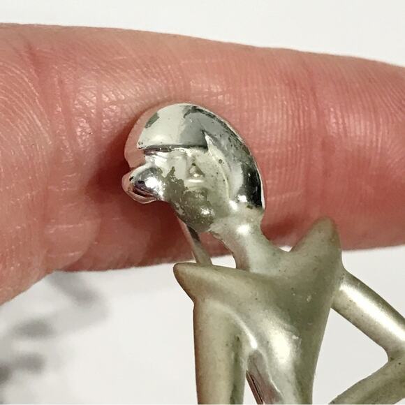 Vintage AJC Signed Mirror Sitting Lady Woman Figural Brooch Pin 3 Lot Set - Picture 10 of 16